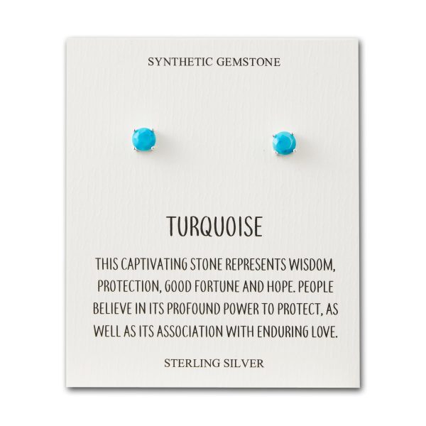 Sterling Silver Synthetic Turquoise Gemstone Earrings with Quote Card