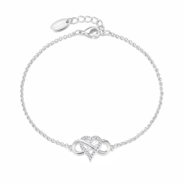 Silver Plated Infinity Heart Bracelet Created with Zircondia® Crystals