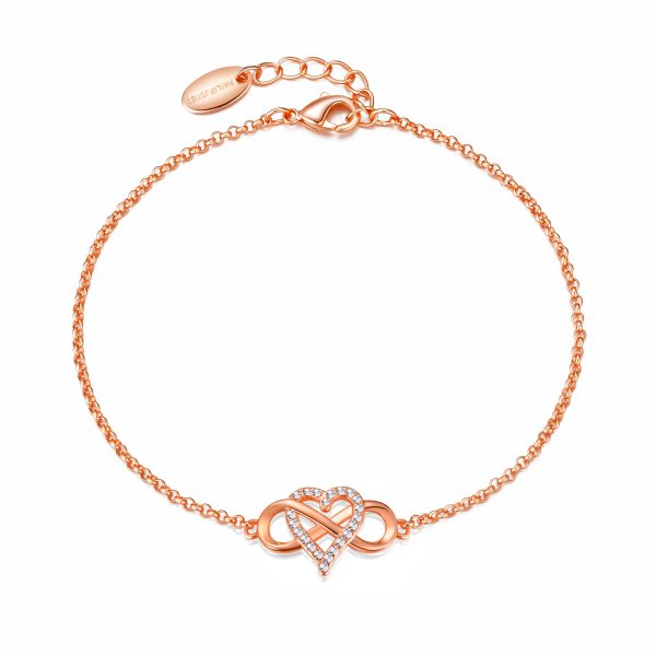 Rose Gold Plated Infinity Heart Bracelet Created with Zircondia® Crystals