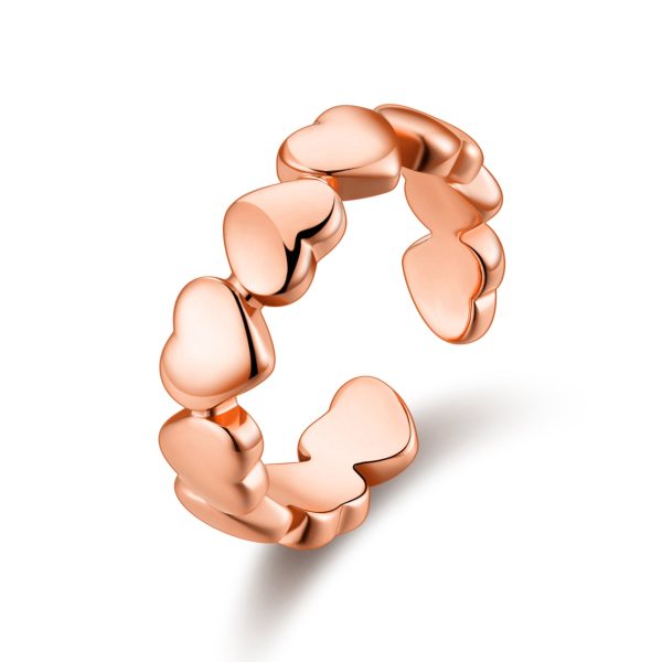 Rose Gold Plated Adjustable Heart Band Ring