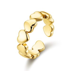 Gold Plated Adjustable Heart Band Ring