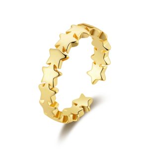 Gold Plated Adjustable Star Band Ring