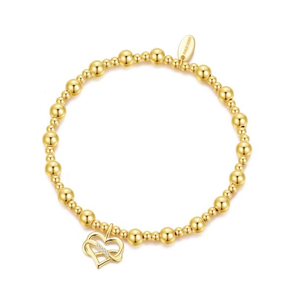 Gold Plated Infinity Heart Beaded Stretch Bracelet