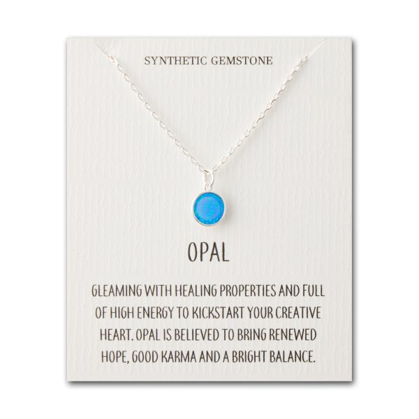 Silver Plated Synthetic Blue Opal Necklace with Quote Card