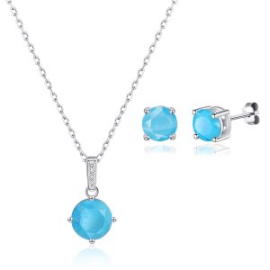 Sterling Silver Synthetic Turquoise Gemstone Set