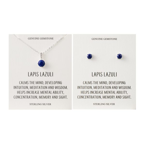 Sterling Silver Lapis Gemstone Set with Quote Card