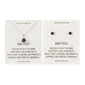 Sterling Silver Amethyst Gemstone Set with Quote Card