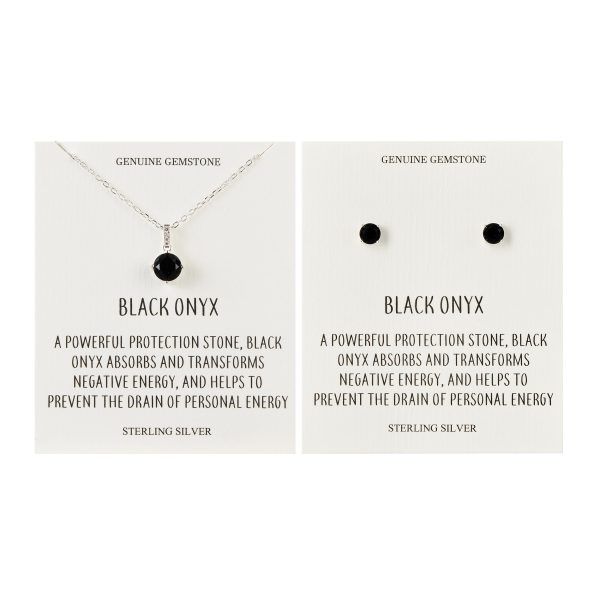 Sterling Silver Black Onyx Gemstone Set with Quote Card