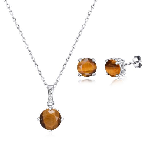 Sterling Silver Tigers Eye Gemstone Set