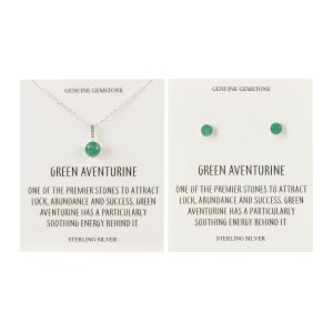 Sterling Silver Green Aventurine Gemstone Set with Quote Card