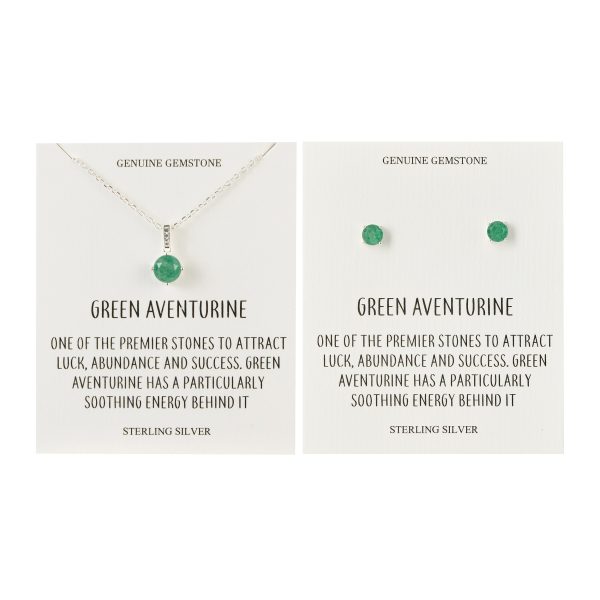 Sterling Silver Green Aventurine Gemstone Set with Quote Card