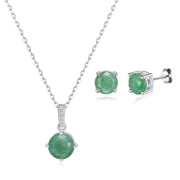 Sterling Silver Green Aventurine Gemstone Set