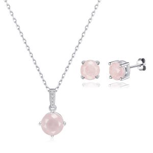 Sterling Silver Rose Quartz Gemstone Set