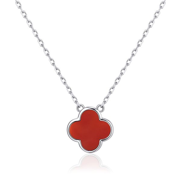 Carnelian Gemstone Clover Necklace