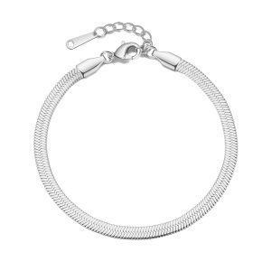 Stainless Steel Herringbone Flat Snake Chain Bracelet