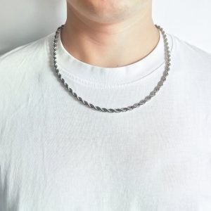 Men's 5mm Stainless Steel 18-24 Inch Round Rope Wheat Chain Necklace