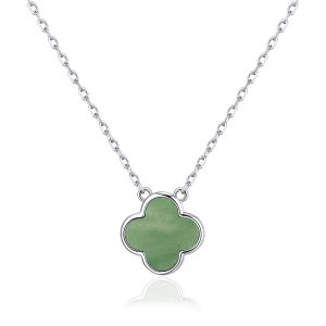 Green Aventurine Gemstone Clover Necklace