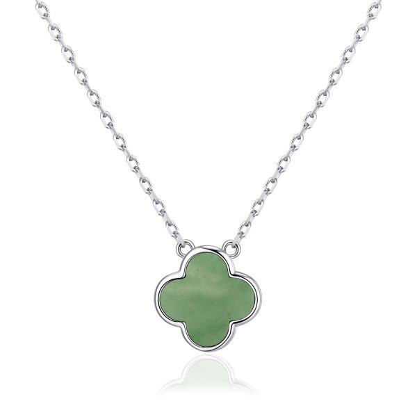 Green Aventurine Gemstone Clover Necklace