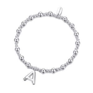 Letter A Initial Stretch Bracelet Created with Zircondia® Crystals