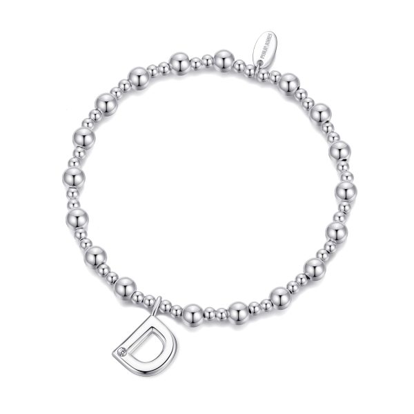 Letter D Initial Stretch Bracelet Created with Zircondia® Crystals