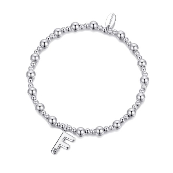 Letter F Initial Stretch Bracelet Created with Zircondia® Crystals