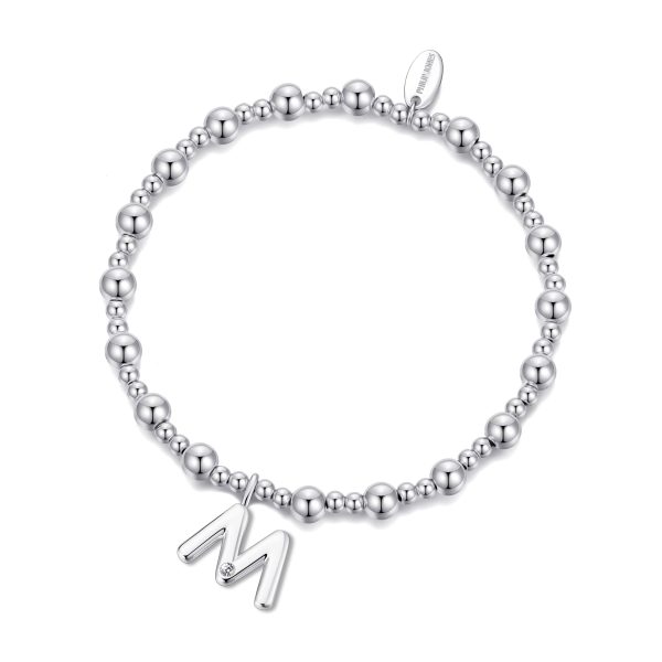 Letter M Initial Stretch Bracelet Created with Zircondia® Crystals