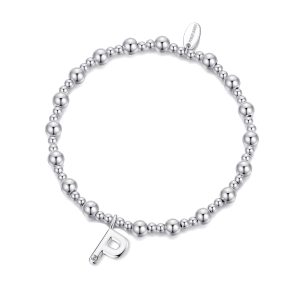 Letter P Initial Stretch Bracelet Created with Zircondia® Crystals