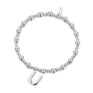 Letter U Initial Stretch Bracelet Created with Zircondia® Crystals