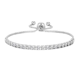 Silver Plated Solitaire Friendship Bracelet Created with Zircondia® Crystals