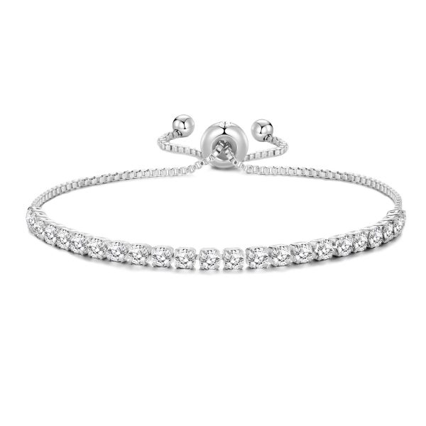 Silver Plated Solitaire Friendship Bracelet Created with Zircondia® Crystals