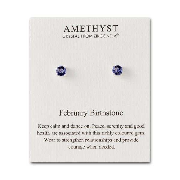 February (Amethyst) Birthstone Earrings Created with Zircondia® Crystals