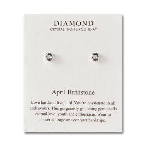 April (Diamond) Birthstone Earrings Created with Zircondia® Crystals