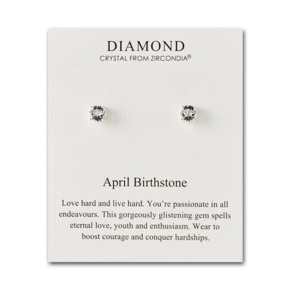 April (Diamond) Birthstone Earrings Created with Zircondia® Crystals