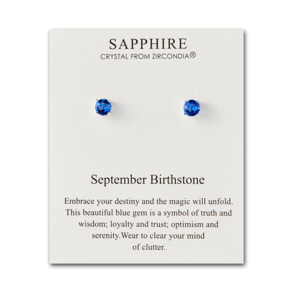 September (Sapphire) Birthstone Earrings Created with Zircondia® Crystals