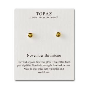 November (Topaz) Birthstone Earrings Created with Zircondia® Crystals