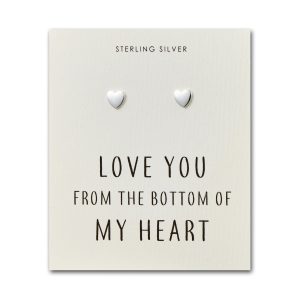 Sterling Silver Bottom of My Heart Earrings with Quote Card