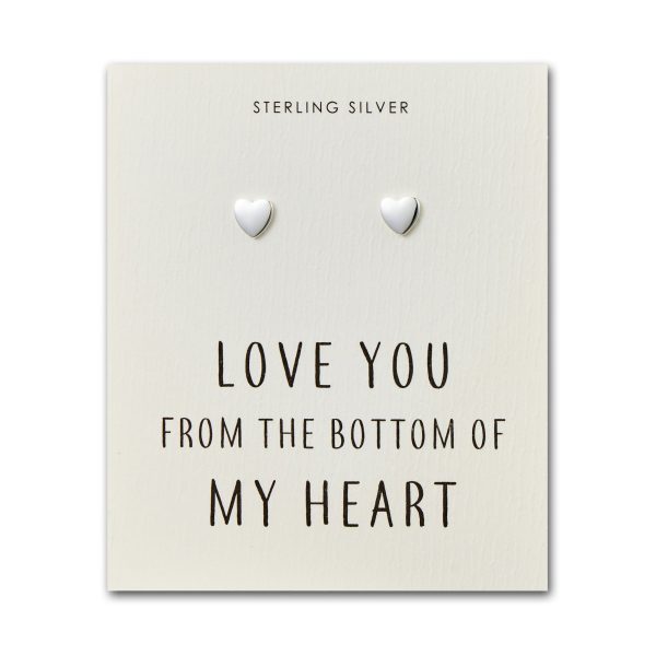 Sterling Silver Bottom of My Heart Earrings with Quote Card