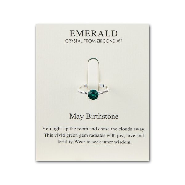 May (Emerald) Adjustable Birthstone Ring Created with Zircondia® Crystals