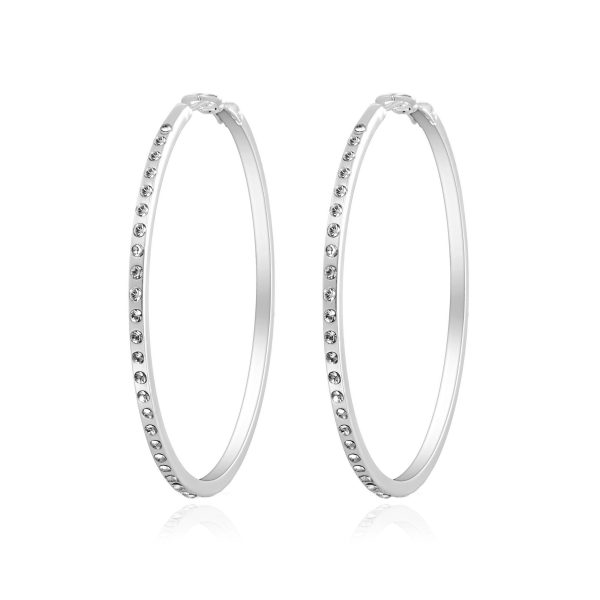 Silver Plated 50mm Hoop Earrings Created with Zircondia® Crystals