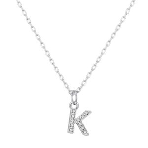 Pave Initial Necklace Letter K Created with Zircondia® Crystals