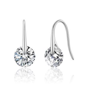 Silver Plated Atlas Earrings Created with Zircondia® Crystals