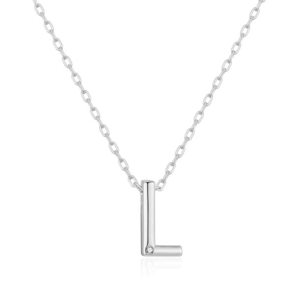 Initial Necklace Letter L Created with Zircondia® Crystals