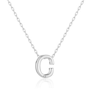 Initial Necklace Letter C Created with Zircondia® Crystals