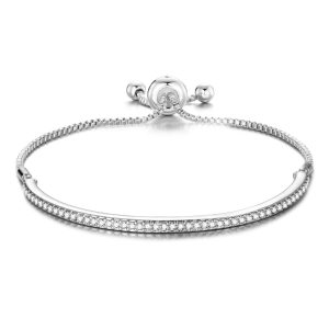 Silver Plated Friendship Bracelet Created with Zircondia® Crystals