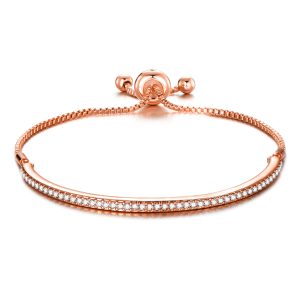 Rose Gold Plated Friendship Bracelet Created with Zircondia® Crystals