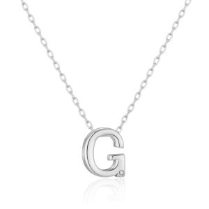 Initial Necklace Letter G Created with Zircondia® Crystals