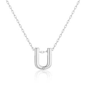 Initial Necklace Letter U Created with Zircondia® Crystals