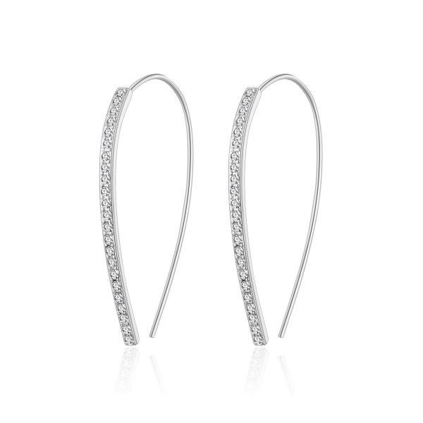 Silver Plated Thread Earrings Created with Zircondia® Crystals