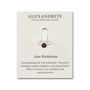 June (Alexandrite) Adjustable Birthstone Ring Created with Zircondia® Crystals