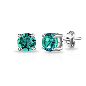 Green Stud Earrings Created with Zircondia® Crystals